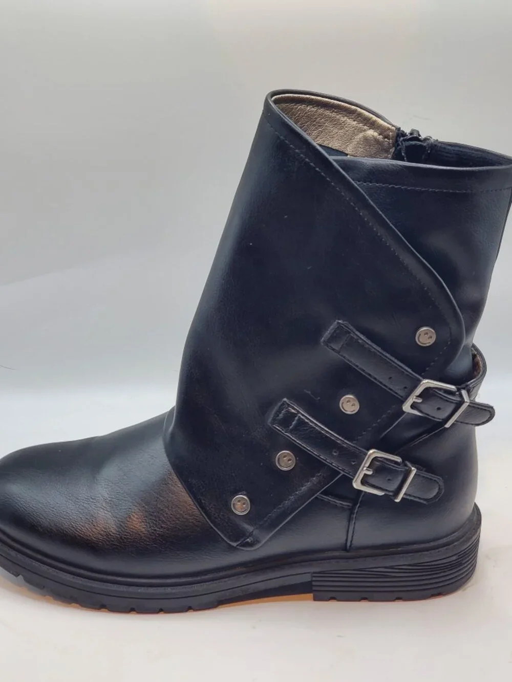 Blowfish Malibu Rylee-K Moto Girls Size 3 Black Double Buckle Side Zip Boots